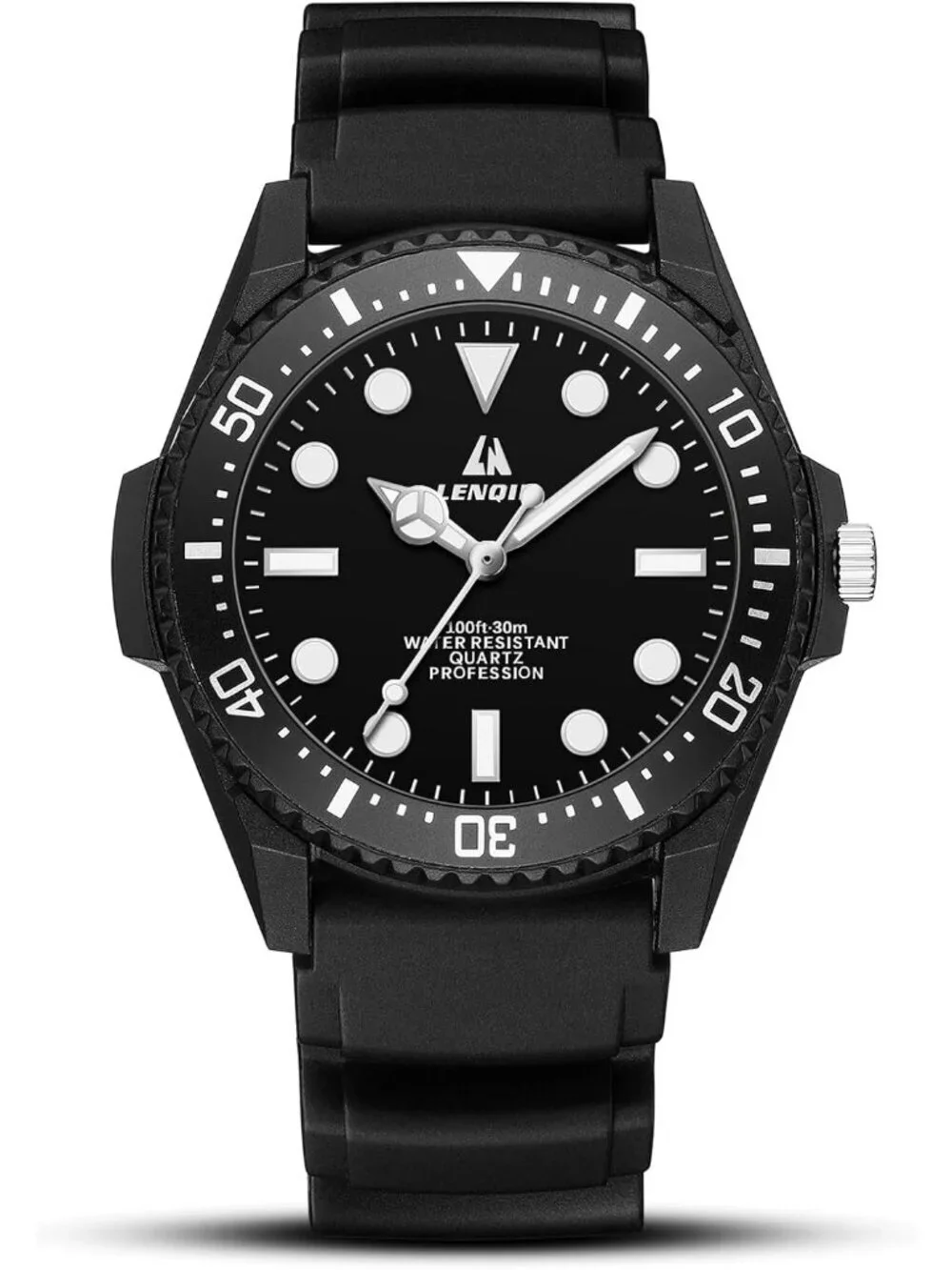 Men's Black Analog Quartz Leather Waterproof Luminous Luxury Casual Wrist Watch